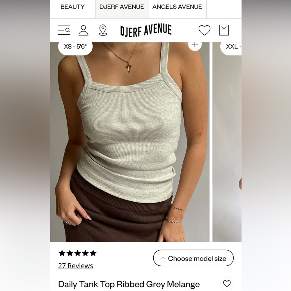 Djerf Avenue Gray Ribbed Fitted Tank Top